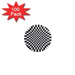 Illusion Checkerboard Black And White Pattern 1  Mini Magnets (100 pack)  Front