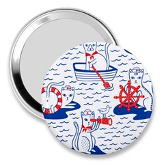 Nautical Cats Seamless Pattern 3  Handbag Mirrors by Jancukart