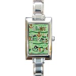 Seamless Pattern Fishes Pirates Cartoon Rectangle Italian Charm Watch Front