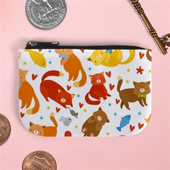 Seamless Pattern With Kittens White Background Mini Coin Purse by Jancukart