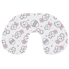 Cute Pattern With Easter Bunny Egg Travel Neck Pillow by Jancukart