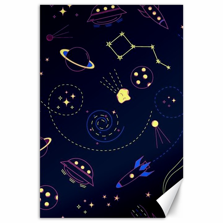 Cartoon-space-seamless-pattern-vectors Canvas 24  x 36 