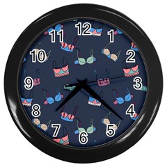 Bra Set Pattern Wall Clock (black) by Jancukart