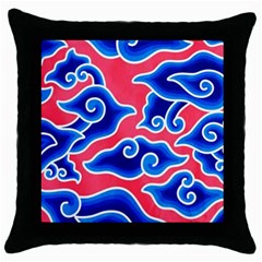 Batik Megamendung Throw Pillow Case (black) by artworkshop