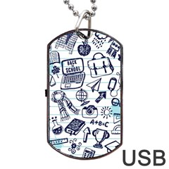 Hand-drawn-back-school-pattern Dog Tag Usb Flash (one Side) by Jancukart