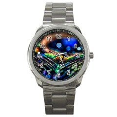 Peacock Feather Drop Sport Metal Watch by artworkshop