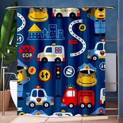 Seamless-pattern-vector-rescue-team-cartoon Shower Curtain 60  X 72  (medium)  by Jancukart