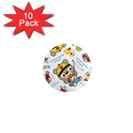 Vector-seamless-pattern-cute-fishing-animals-cartoon 1  Mini Magnet (10 pack)  Front