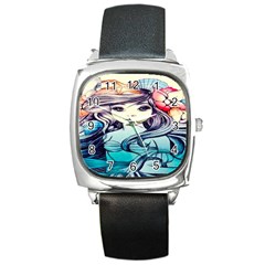 Beautifull Ariel Little Mermaid  Painting Square Metal Watch by artworkshop