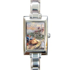 Beauty And The Beast Castle Rectangle Italian Charm Watch by artworkshop