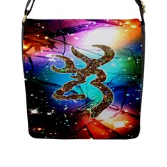 Browning Deer Glitter Galaxy Flap Closure Messenger Bag (l) by artworkshop