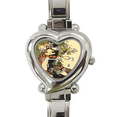 Calvin And Hobbes Heart Italian Charm Watch by artworkshop