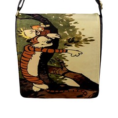 Calvin And Hobbes Flap Closure Messenger Bag (l) by artworkshop