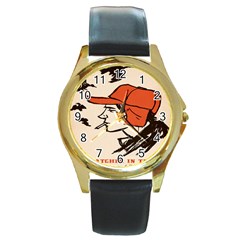 Catcher In The Rye Round Gold Metal Watch by artworkshop