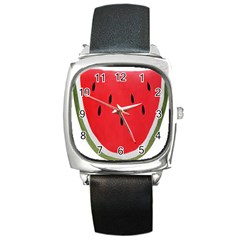 Watermelon Pillow Fluffy Square Metal Watch by artworkshop