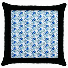 Flowers Pattern Throw Pillow Case (black) by Sparkle