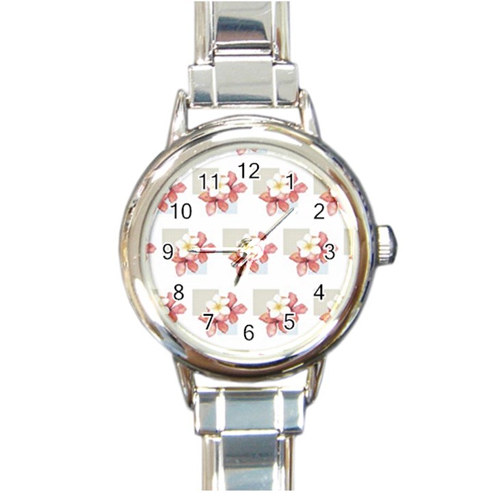 Floral Round Italian Charm Watch