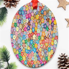 Floral Flowers Oval Ornament (two Sides) by artworkshop