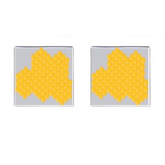 Hexagons Yellow Honeycomb Hive Bee Hive Pattern Cufflinks (square) by artworkshop