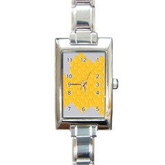 Hexagons Yellow Honeycomb Hive Bee Hive Pattern Rectangle Italian Charm Watch by artworkshop