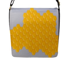 Hexagons Yellow Honeycomb Hive Bee Hive Pattern Flap Closure Messenger Bag (l) by artworkshop