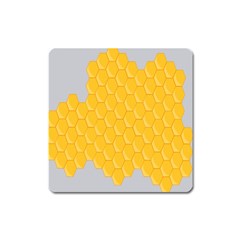 Hexagons Yellow Honeycomb Hive Bee Hive Pattern Square Magnet by artworkshop