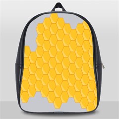 Hexagons Yellow Honeycomb Hive Bee Hive Pattern School Bag (large) by artworkshop