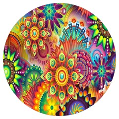 Mandalas Colorful Abstract Ornamental Round Trivet by artworkshop