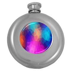 Triangles Polygon Color Round Hip Flask (5 Oz) by artworkshop