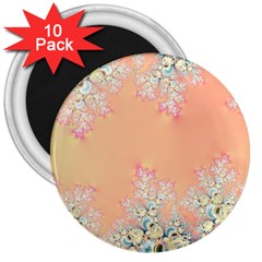 Peach Spring Frost On Flowers Fractal 3  Magnets (10 Pack)  by Artist4God