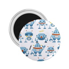 Seamless Pattern With Funny Robot Cartoon 2 25  Magnets by Jancukart