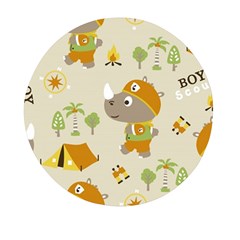 Seamless-pattern-vector-with-funny-boy-scout-scout-day-background Mini Round Pill Box by Jancukart