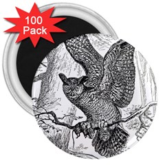 Owl-animals-wild-jungle-nature 3  Magnets (100 Pack) by Jancukart