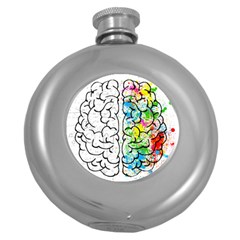 Brain-mind-psychology-idea-drawing Round Hip Flask (5 Oz) by Jancukart