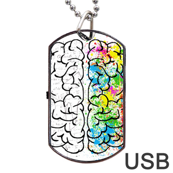 Brain-mind-psychology-idea-drawing Dog Tag USB Flash (Two Sides)