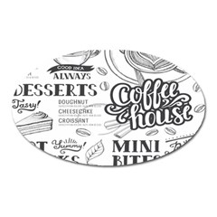 Vintage Coffee-tea-cafe-hamburger-menu-coffee-shop-menu Oval Magnet by Jancukart