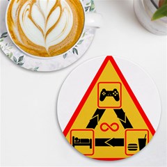 Gamer-geek-video-game-sign-fan Uv Print Round Tile Coaster by Jancukart