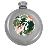 tropical polka plants 2 Hip Flask (Round) Front