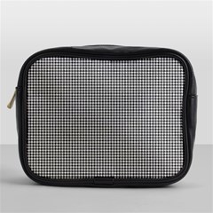 Soot Black And White Handpainted Houndstooth Check Watercolor Pattern Mini Toiletries Bag (one Side) by PodArtist