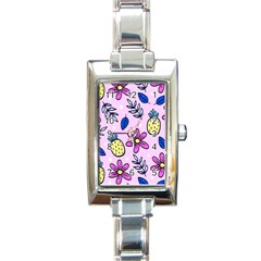 Flowers Purple Rectangle Italian Charm Watch by nateshop