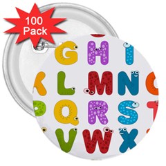 Vectors Alphabet Eyes Letters Funny 3  Buttons (100 Pack)  by Sapixe