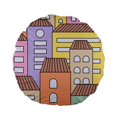 Houses City Architecture Building Standard 15  Premium Flano Round Cushions by Sapixe