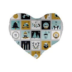 Advent Calendar Standard 16  Premium Flano Heart Shape Cushions by Sapixe