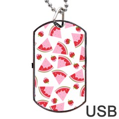 Pink Watermeloon Dog Tag Usb Flash (one Side) by Sapixe