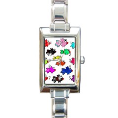 Fish Fishes Marine Life Swimming Water Rectangle Italian Charm Watch by Sapixe