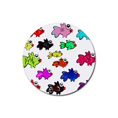 Fish Fishes Marine Life Swimming Water Rubber Round Coaster (4 Pack) by Sapixe