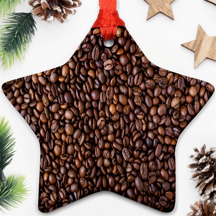 Coffee Beans Food Texture Ornament (Star)