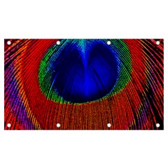 Red Peacock Plumage Fearher Bird Pattern Banner And Sign 7  X 4  by Wegoenart