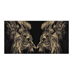 Animalsangry Male Lions Conflict Satin Wrap 35  X 70  by Jancukart