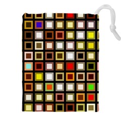 Squares-colorful-texture-modern-art Drawstring Pouch (5xl) by Jancukart